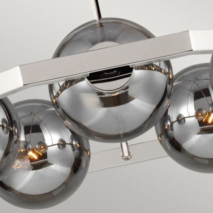 Quintiesse - Lámpara colgante en varilla HARPER 5xE14/60W/230V Ø 77,5 cm cromo brillante/vidrio ahumado