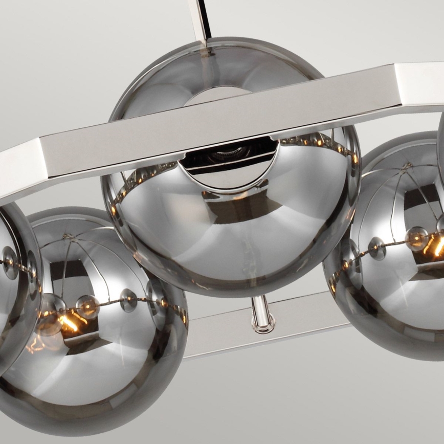 Quintiesse - Lámpara colgante en varilla HARPER 5xE14/60W/230V Ø 77,5 cm cromo brillante/vidrio ahumado