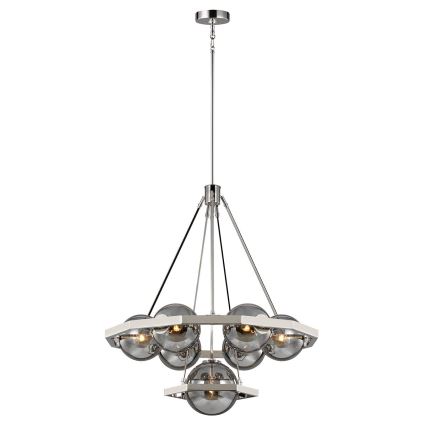 Quintiesse - Lámpara colgante con varilla HARPER 7xE14/60W/230V Ø 81,3 cm cromo brillante/cristal ahumado