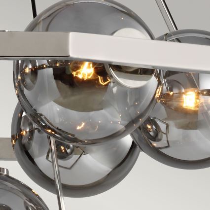 Quintiesse - Lámpara colgante con varilla HARPER 7xE14/60W/230V Ø 81,3 cm cromo brillante/cristal ahumado