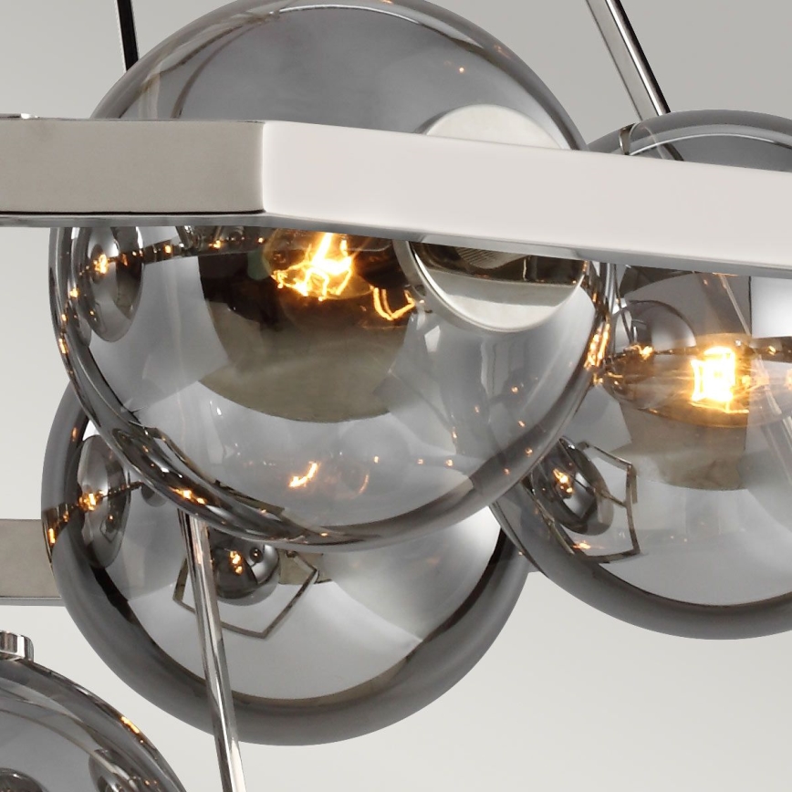 Quintiesse - Lámpara colgante con varilla HARPER 7xE14/60W/230V Ø 81,3 cm cromo brillante/cristal ahumado