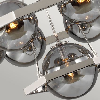 Quintiesse - Lámpara colgante con varilla HARPER 7xE14/60W/230V Ø 81,3 cm cromo brillante/cristal ahumado