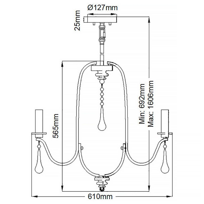 Quintiesse - Lámpara colgante con varilla KARLEE 5xE14/60W/230V Ø 61 cm cromo mate