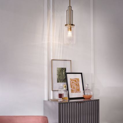 Quintiesse - Lámpara colgante con varilla KIMROSE 1xE27/60W/230V Ø 17,8 cm dorado