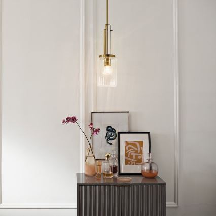 Quintiesse - Lámpara colgante con varilla KIMROSE 1xE27/60W/230V Ø 17,8 cm dorado