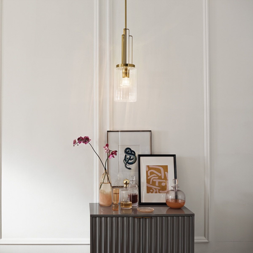 Quintiesse - Lámpara colgante con varilla KIMROSE 1xE27/60W/230V Ø 17,8 cm dorado