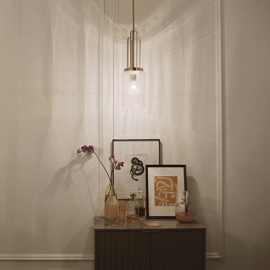 Quintiesse - Lámpara de techo con varilla KIMROSE 1xE27/60W/230V Ø 17,8 cm cromo brillante