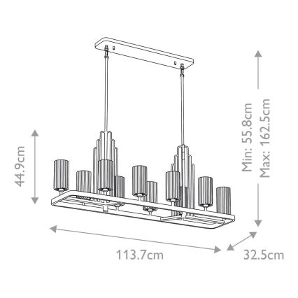 Quintiesse - Lámpara colgante con barra KIMROSE 10xE14/40W/230V dorada