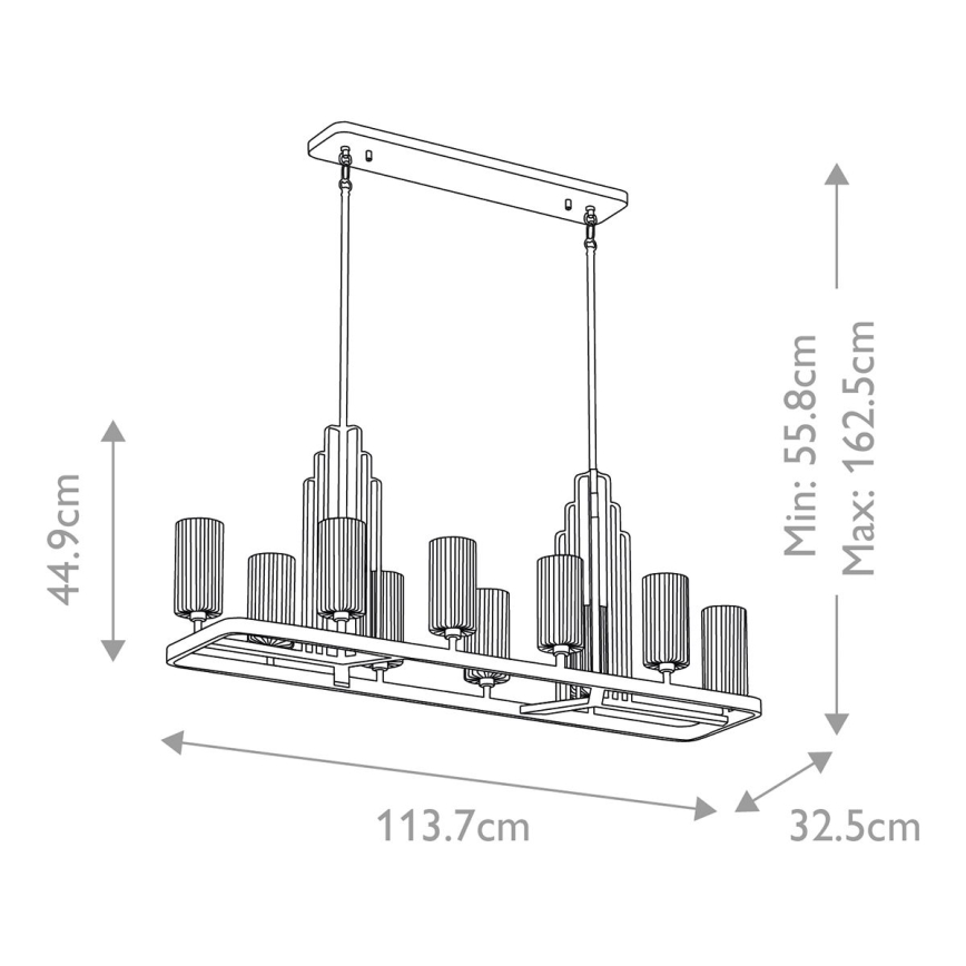 Quintiesse - Lámpara de techo con varilla KIMROSE 10xE14/40W/230V cromo mate