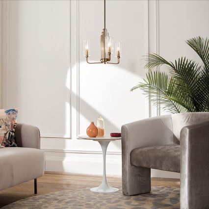 Quintiesse - Lámpara colgante con varilla KIMROSE 3xE14/40W/230V Ø 45,9 cm dorado