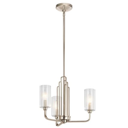 Quintiesse - Lámpara de techo con varilla KIMROSE, 3xE14/40W/230V, Ø 45,9 cm, acabado cromo brillante