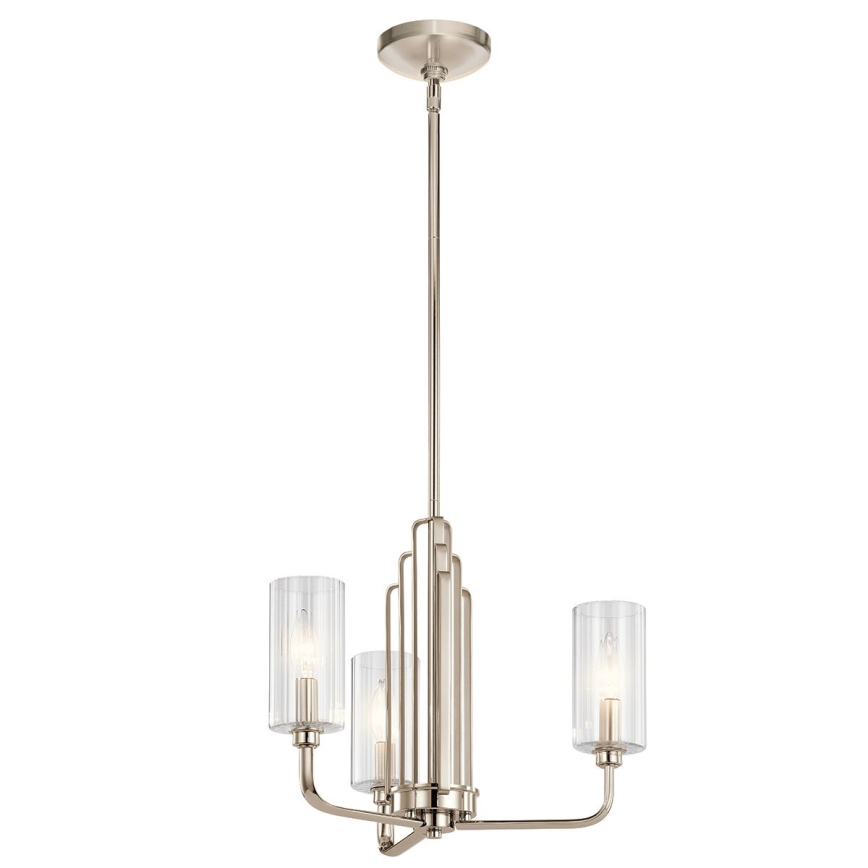 Quintiesse - Lámpara de techo con varilla KIMROSE, 3xE14/40W/230V, Ø 45,9 cm, acabado cromo brillante