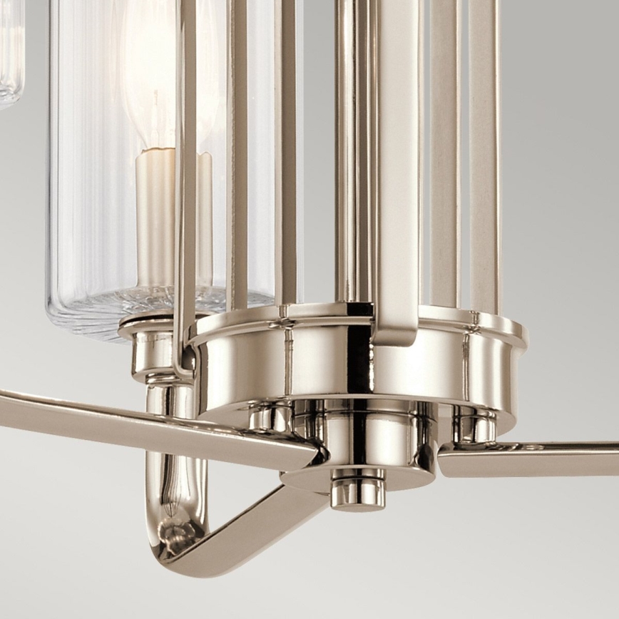 Quintiesse - Lámpara de techo con varilla KIMROSE, 3xE14/40W/230V, Ø 45,9 cm, acabado cromo brillante