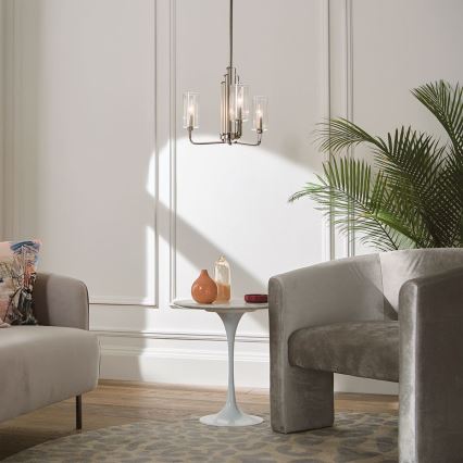 Quintiesse - Lámpara de techo con varilla KIMROSE, 3xE14/40W/230V, Ø 45,9 cm, acabado cromo brillante