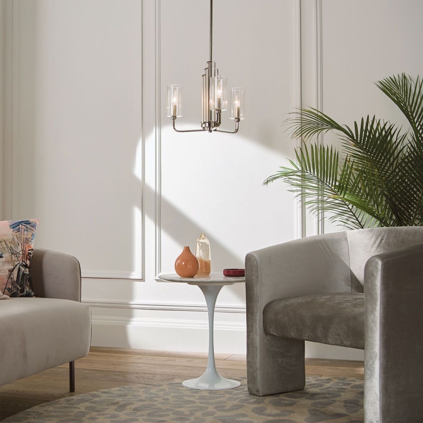 Quintiesse - Lámpara de techo con varilla KIMROSE, 3xE14/40W/230V, Ø 45,9 cm, acabado cromo brillante