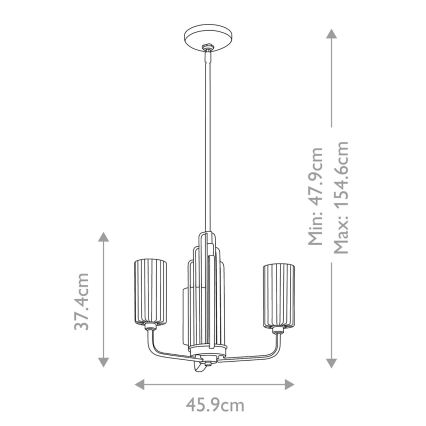 Quintiesse - Lámpara de techo con varilla KIMROSE, 3xE14/40W/230V, Ø 45,9 cm, acabado cromo brillante