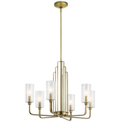 Quintiesse - Lámpara colgante con varilla KIMROSE 6xE14/40W/230V Ø 68,6 cm dorada