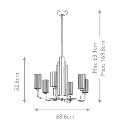 Quintiesse - Lámpara colgante con varilla KIMROSE 6xE14/40W/230V Ø 68,6 cm dorada