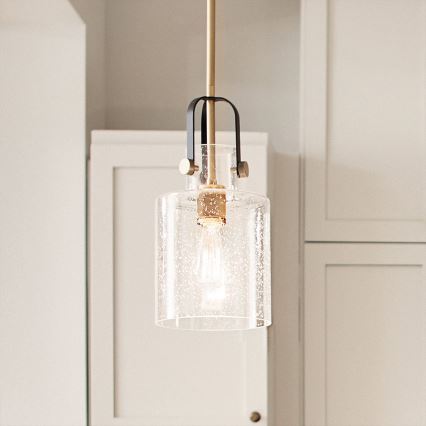 Quintiesse - Lámpara de techo con varilla KITNER 1xE27/60W/230V Ø 18 cm dorado/negro