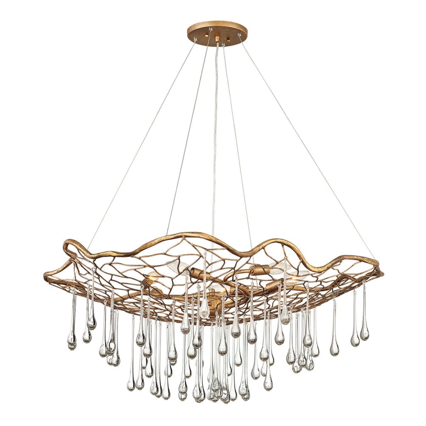 Quintiesse - Lámpara colgante con cable LAGUNA 6xE14/40W/230V diámetro 91,4 cm dorada