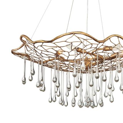 Quintiesse - Lámpara colgante con cable LAGUNA 6xE14/40W/230V diámetro 91,4 cm dorada