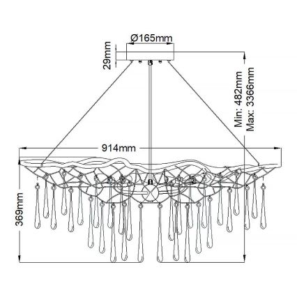 Quintiesse - Lámpara colgante con cable LAGUNA 6xE14/40W/230V diámetro 91,4 cm dorada