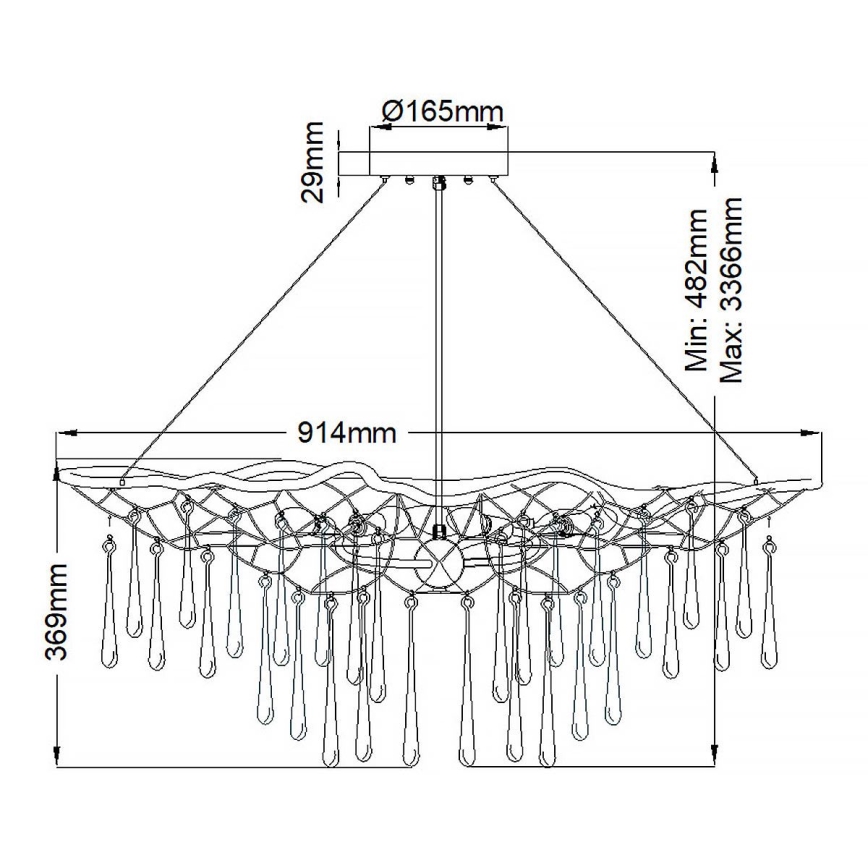 Quintiesse - Lámpara colgante con cable LAGUNA 6xE14/40W/230V diámetro 91,4 cm dorada