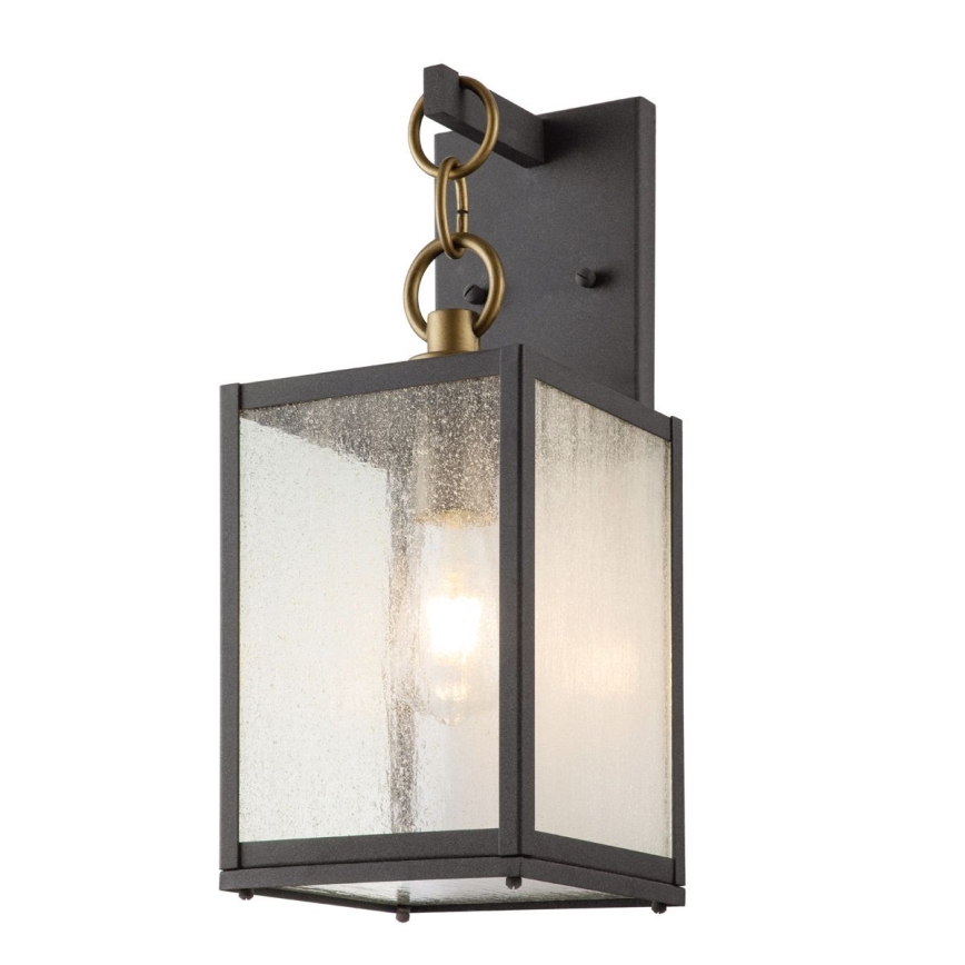 Quintiesse - Aplique de pared exterior LAHDEN M 1xE27/60W/230V IP44 negro/dorado