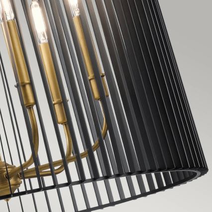 Quintiesse - Lámpara colgante con varilla LINARA 6xE14/60W/230V Ø 66 cm negro/dorado