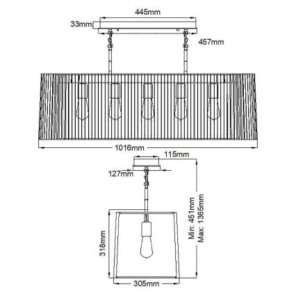 Quintiesse - Lámpara de techo con varilla LINARA 5xE27/60W/230V negro/dorado