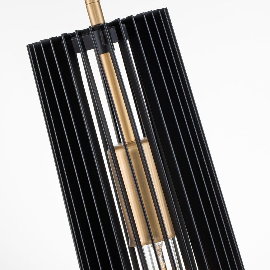 Quintiesse - Lámpara colgante de varilla LINARA 1xE27/60W/230V diámetro 15,2 cm negra/dorada