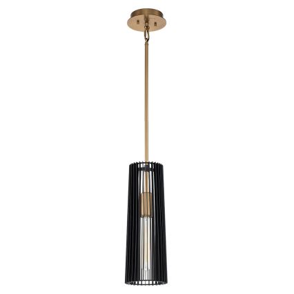 Quintiesse - Lámpara colgante de varilla LINARA 1xE27/60W/230V diámetro 15,2 cm negra/dorada