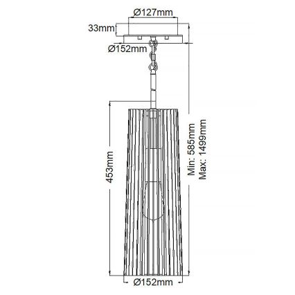 Quintiesse - Lámpara colgante de varilla LINARA 1xE27/60W/230V diámetro 15,2 cm negra/dorada
