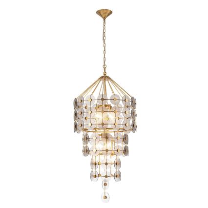 Quintiesse - Lámpara colgante con cadena MERIDIAN 9xE14/40W/230V diámetro 57,2 cm dorada