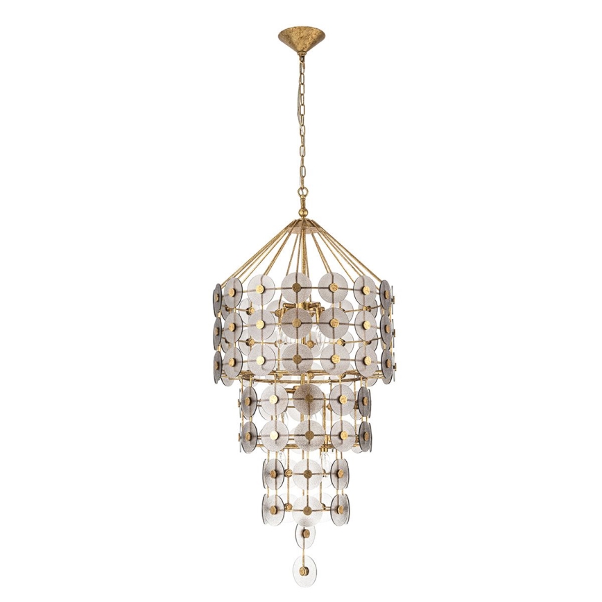 Quintiesse - Lámpara colgante con cadena MERIDIAN 9xE14/40W/230V diámetro 57,2 cm dorada