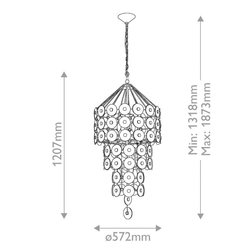 Quintiesse - Lámpara colgante con cadena MERIDIAN 9xE14/40W/230V diámetro 57,2 cm dorada