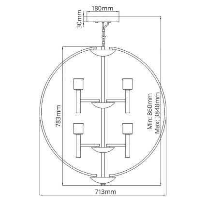 Quintiesse - Lámpara colgante LED suspendida por cable MONDO 8xG9/3W/230V diámetro 71,3 cm cromo brillante