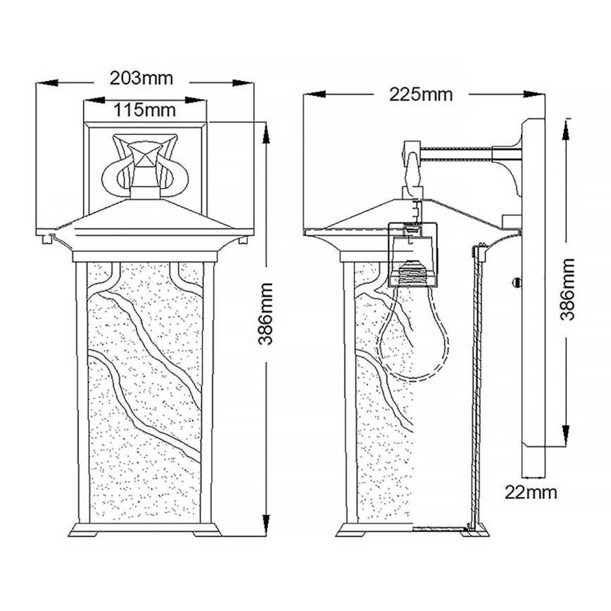 Quintiesse - Aplique de pared para exteriores MORRIS L 1xE27/60W/230V IP44 bronce