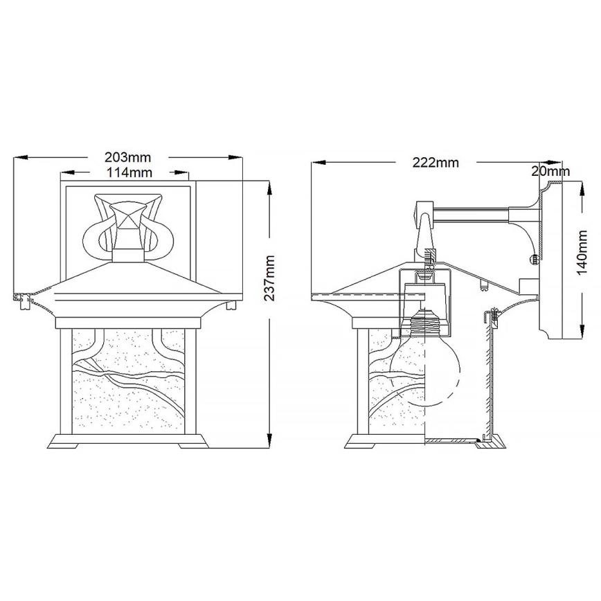 Quintiesse - Aplique mural exterior MORRIS M 1xE27/60W/230V IP44 acabado bronce