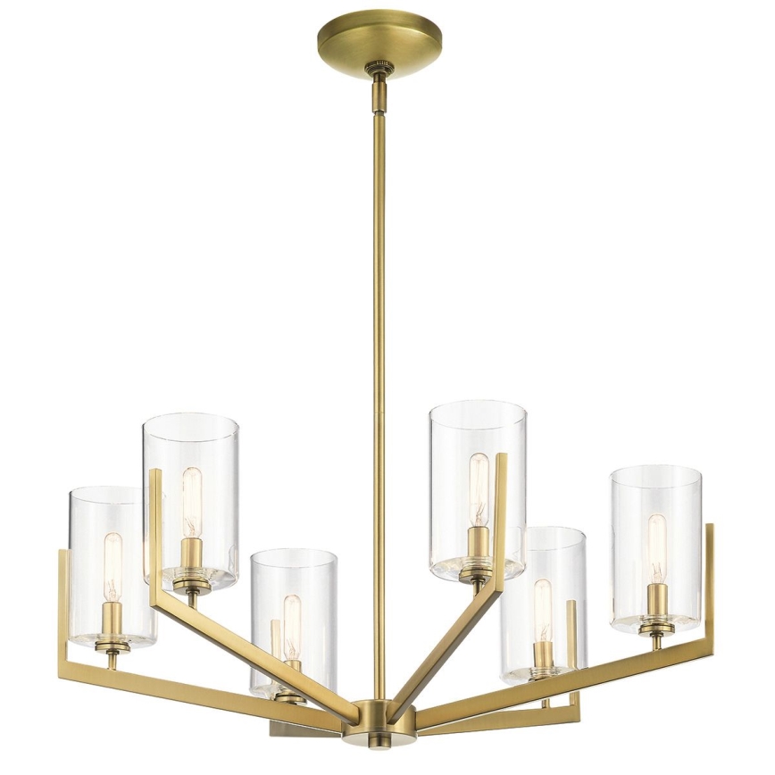 Quintiesse - Lámpara colgante con barra NYE 6xE14/40W/230V Ø 71,1 cm acabado en dorado