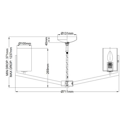 Quintiesse - Lámpara colgante con barra NYE 6xE14/40W/230V Ø 71,1 cm acabado en dorado