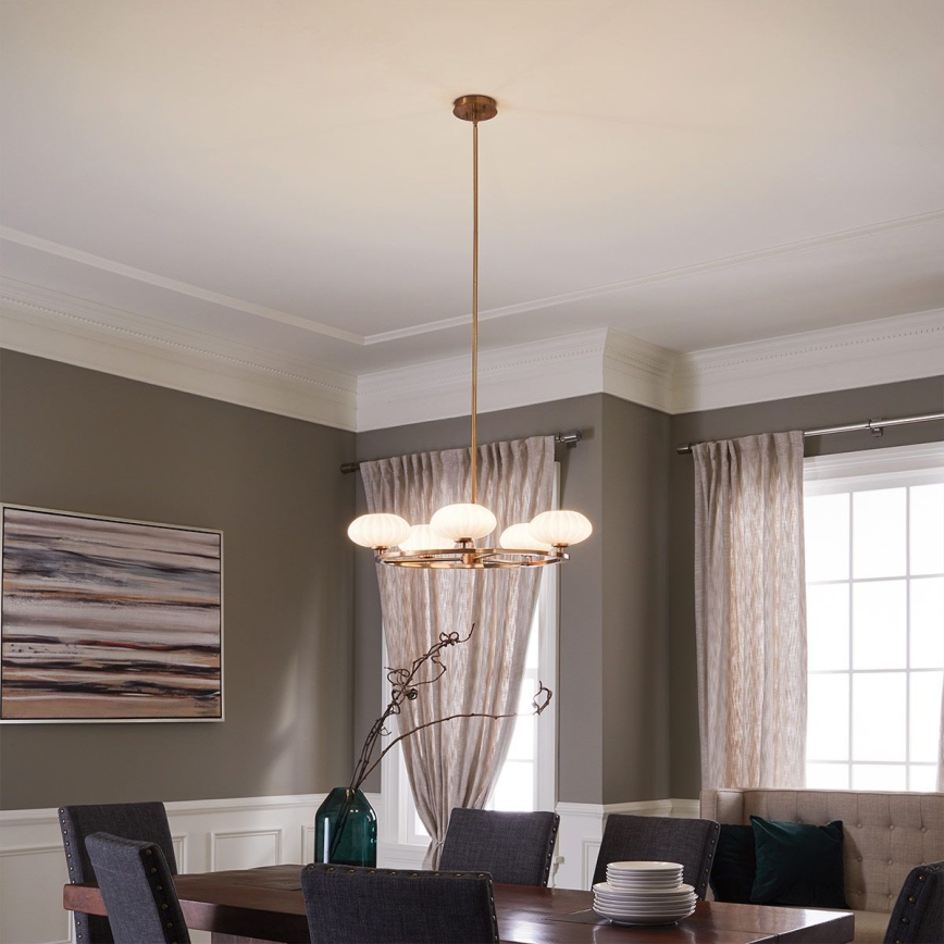 Quintiesse - Lámpara LED para baño en varilla PIM 5xG9/3W/230V, diámetro 71,1 cm, IP44, acabado dorado
