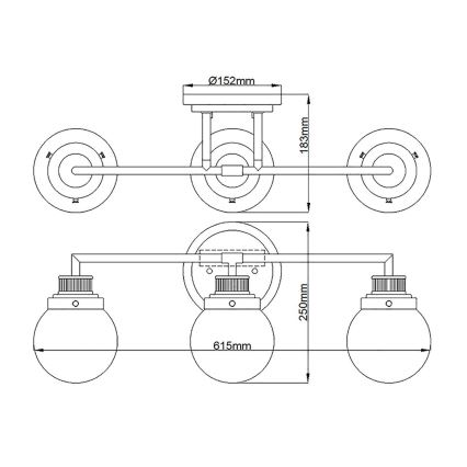 Quintiesse - Lámpara de pared para baño POPPY 3xE27/60W/230V IP44 dorada