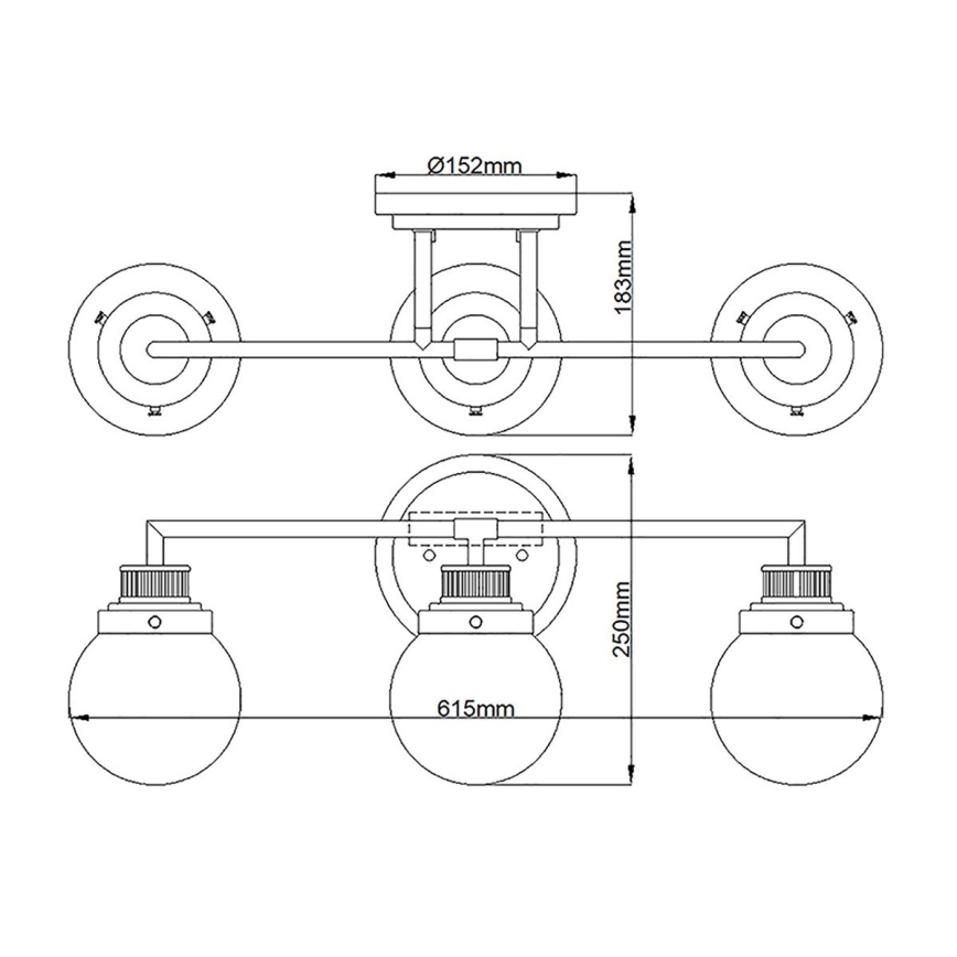 Quintiesse - Lámpara de pared para baño POPPY 3xE27/60W/230V IP44 dorada