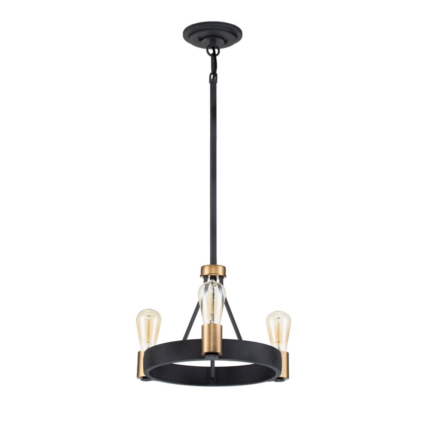 Quintiesse - Lámpara colgante en varilla SILAS 3xE27/60W/230V Ø 42,2 cm negro/dorado