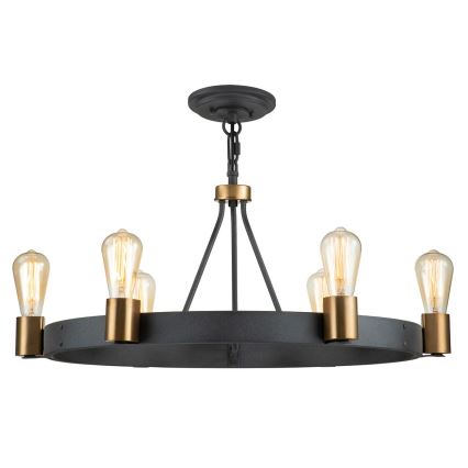 Quintiesse - Lámpara de techo con barra SILAS 6xE27/60W/230V Ø 72,3 cm negro/dorado
