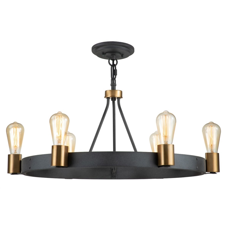 Quintiesse - Lámpara de techo con barra SILAS 6xE27/60W/230V Ø 72,3 cm negro/dorado