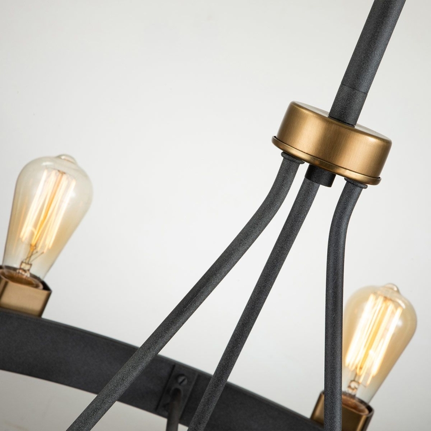 Quintiesse - Lámpara de suspensión con varilla SILAS 8xE27/60W/230V Ø 82,9 cm negro/dorado