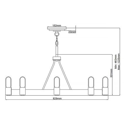 Quintiesse - Lámpara de suspensión con varilla SILAS 8xE27/60W/230V Ø 82,9 cm negro/dorado