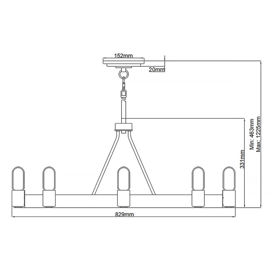Quintiesse - Lámpara de suspensión con varilla SILAS 8xE27/60W/230V Ø 82,9 cm negro/dorado